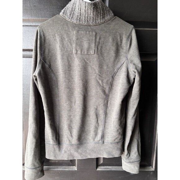 Hollister Gray Button Up Jacket Cardigan Sweater Rib Collar French Terry Fleece - Picture 3 of 10